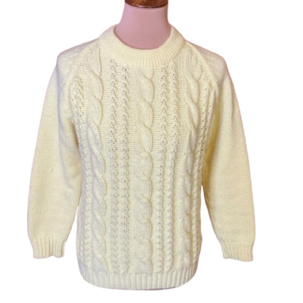 Vtg 60s bright yellow Cableknit sweater